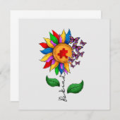 Carte Être un tournesol-Sensibilisation sur l'autisme (Devant / Derrière)