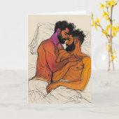 Carte Étreinte expressive sur des teintes chaudes (Fleur jaune)