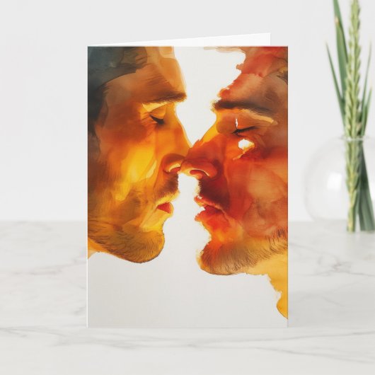 Carte Étreinte passionnée à l'aquarelle (Devant)