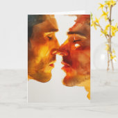 Carte Étreinte passionnée à l'aquarelle (Fleur jaune)
