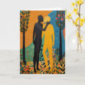 Carte Étreinte passionnée dans une clairière forestière (Fleur jaune)