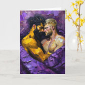 Carte Étreinte violette : Portrait à l'huile expressionn (Fleur jaune)