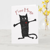 Carte Étreintes libres, chat fou, humour et amitié (Fleur jaune)