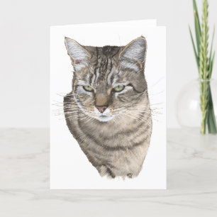 Carte Étude de tête de chat tigré Greeting