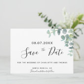 Carte Eucaluptus script mariage enregistrer la date (Debout devant)