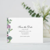 Carte Eucalyptus Botanical Script Wedding Enregistrer la (Debout devant)