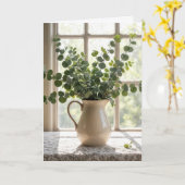 Carte Eucalyptus Bouquet Penser à vous (Fleur jaune)