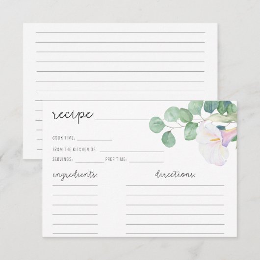 Carte Eucalyptus et calla blanche - Fiche de recette (Devant / Derrière)