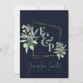Carte Eucalyptus Feuille Monogramme Mariage luxueux de v (Dos)
