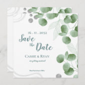 Carte Eucalyptus Feuilles mariage Sauvez la date (Devant / Derrière)