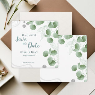 Carte Eucalyptus Feuilles mariage Sauvez la date