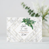 Carte Eucalyptus Foliage Rustique Marbre blanc vert (Debout devant)