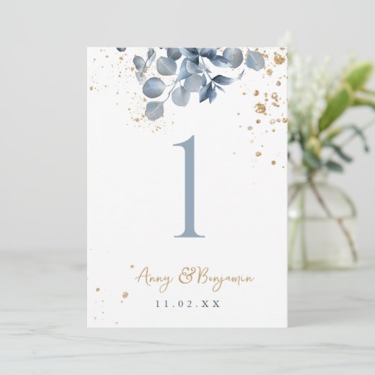 Carte Eucalyptus Gold Parties scintillant Code 01 table  (Debout devant)