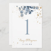 Carte Eucalyptus Gold Parties scintillant Code 01 table (Devant / Derrière)