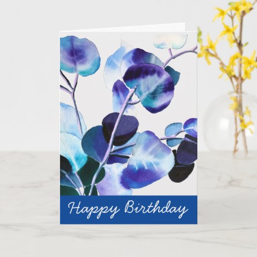 Carte Eucalyptus gomme Feuille aquarelle art (Fleur jaune)