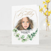 Carte Eucalyptus Green Photo Joyeux voeux d'anniversaire (Fleur jaune)