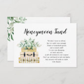 Carte Eucalyptus Greenery Luggage Honeymoon Fund (Devant / Derrière)