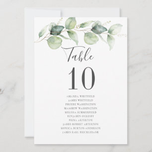 Carte Eucalyptus Greenery Mariage Réception Numéro de ta