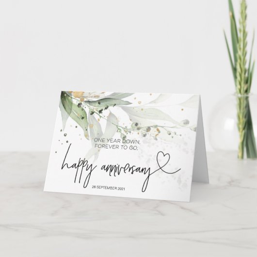 Carte Eucalyptus Joyeux 1er anniversaire pour mari (Devant)