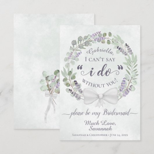 Carte Eucalyptus & Lavender Be My Bridesmaid Card (Devant / Derrière)