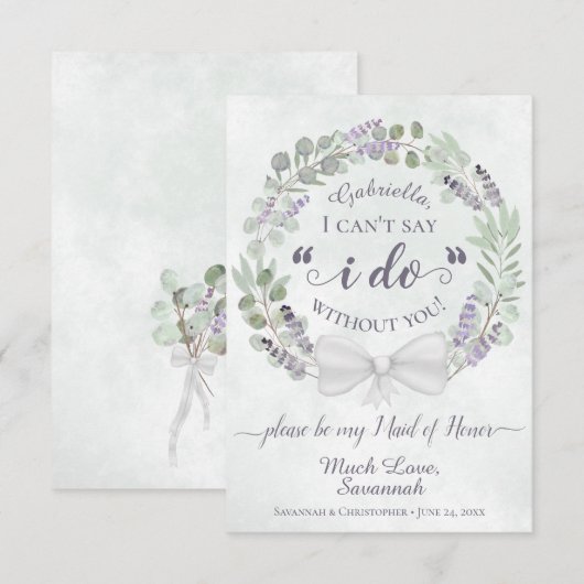 Carte Eucalyptus & Lavender Be My Maid of Honor Card (Devant / Derrière)