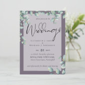 Carte Eucalyptus Lilac Mariage gris invite (Debout devant)