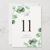 Carte Eucalyptus Mariage de verdure Numéros de tableau (Devant)