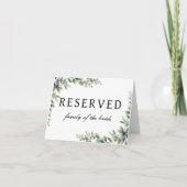Carte Eucalyptus mariage signe de table réservé (Devant)