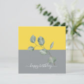 Carte Eucalyptus moderne Feuille Colorblock Anniversaire (Debout devant)