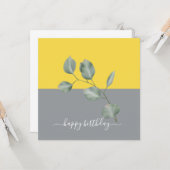 Carte Eucalyptus moderne Feuille Colorblock Anniversaire (Devant/Arrière en situation)
