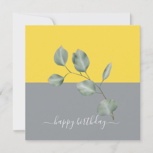 Carte Eucalyptus moderne Feuille Colorblock Anniversaire (Devant)