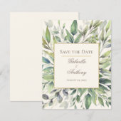 Carte Eucalyptus rustique Aquarelle Enregistrer la date (Devant / Derrière)