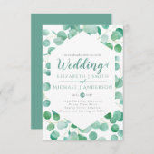 Carte Eucalyptus Verdure Mariage Inviter Envelope PETITE (Devant / Derrière)