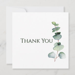 Carte Eucalyptus Vert Elégant Merci Aquarelle