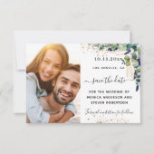 Carte Eucalyptus vert mariage photo enregistrer la date (Devant)