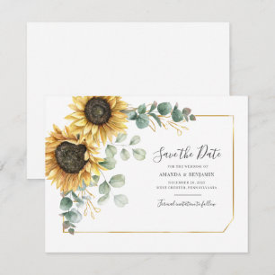 Carte Eucalyptus Vert Tournesol Floral Enregistrer La Da