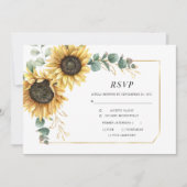 Carte Eucalyptus Vert tournesol Géométrique Or RSVP (Devant)