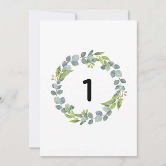 Carte Eucalyptus Wreath Botanical Wedding Table Number C (Devant)