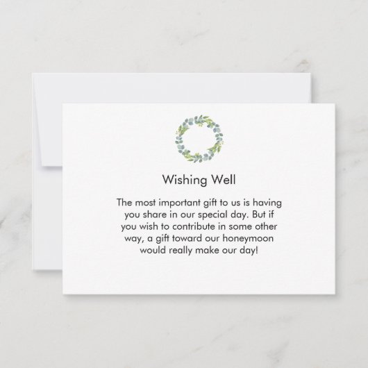 Carte Eucalyptus Wreath Wedding Honeymoon Fund Card (Devant)
