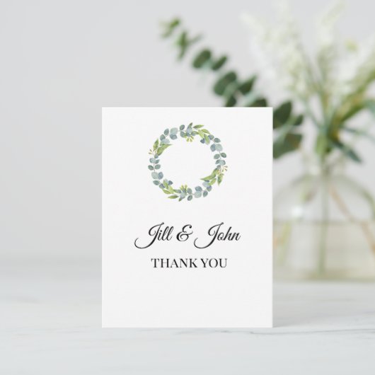 Carte Eucalyptus Wreath Wedding Thank You Card (Debout devant)