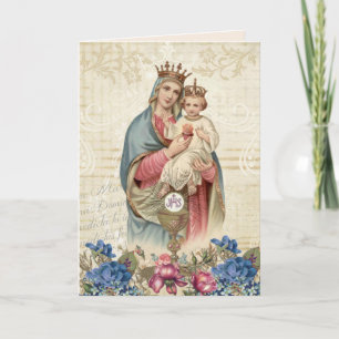 Carte Eucharistie religieuse de Vierge Marie de jour de