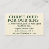 Carte Evangile : grâce qui épargne (Dos)