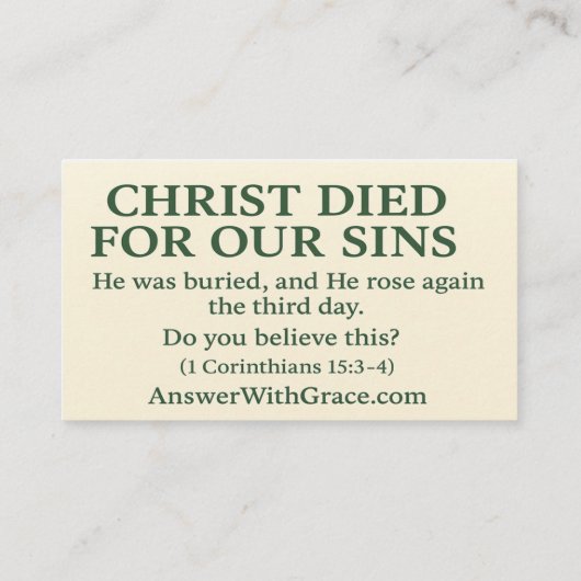 Carte Evangile : grâce qui épargne (Dos)