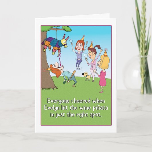 Carte Evelyn et le vin Pinata Anniversaire (Devant)