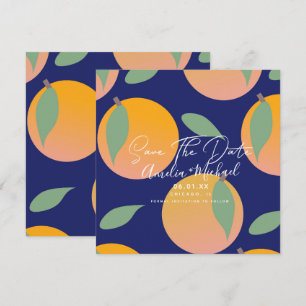 Carte Événement moderne orange botanique bleu Save the D