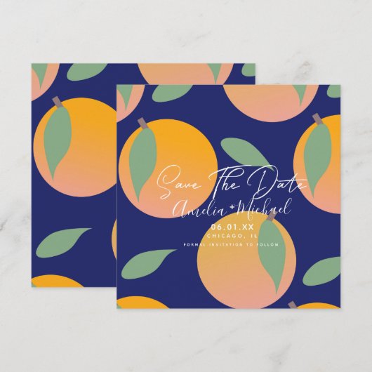 Carte Événement moderne orange botanique bleu Save the D (Devant / Derrière)