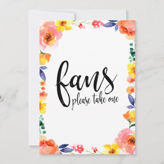 Carte Éventails de mariage Calligraphie Panneau floral a (Devant)