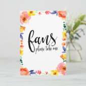 Carte Éventails de mariage Calligraphie Panneau floral a (Debout devant)