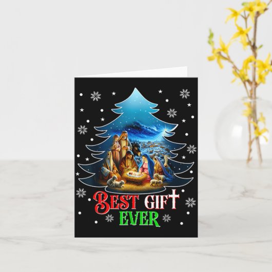 Carte Ever Christmas Jesus Nativity Scene Merry Christma (Fleur jaune)