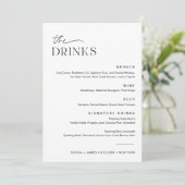 Carte EVERLEIGH Mariage Drink Menu 5x7 (Debout devant)
